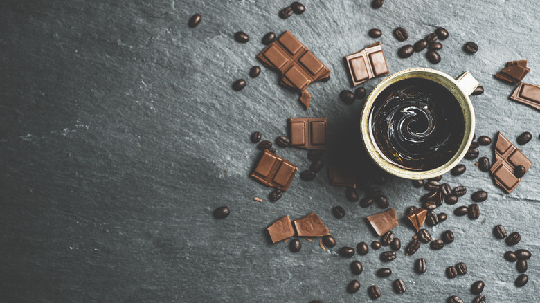 coffee and chocolate on slate