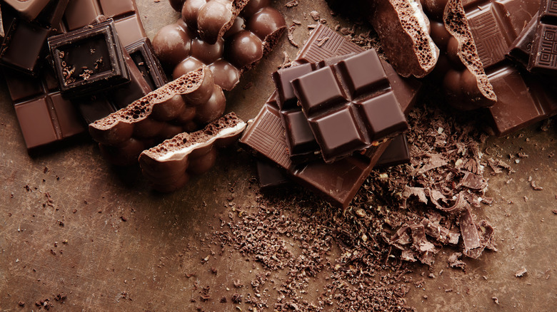 milk and dark chocolate bar pieces