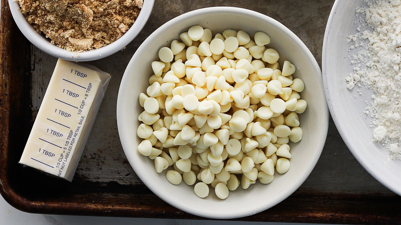 Bowl of white chocolate chips