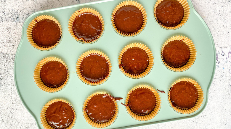 cupcake batter in pan