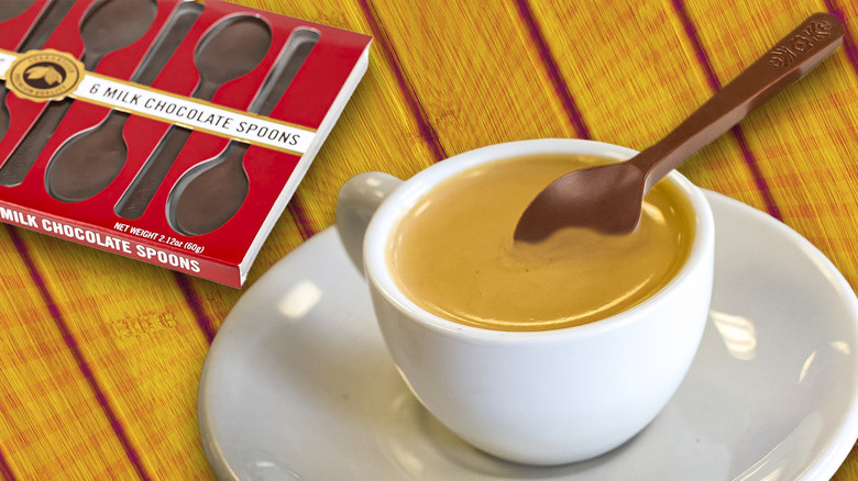 coffee with chocolate spoon