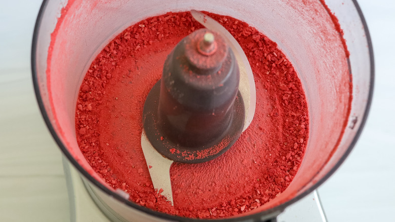 dried strawberries ground up in a food processor