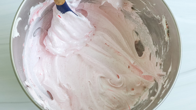 chocolate strawberry meringue cookie batter in a bowl