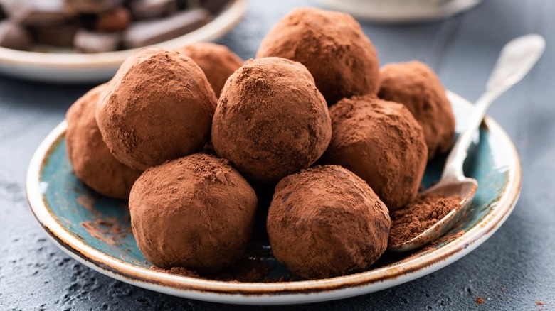 plate of chocolate truffles