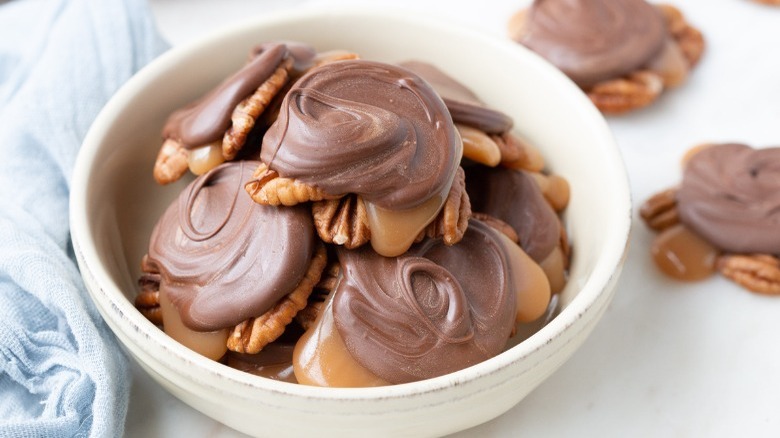 bowl of chocolate turtles