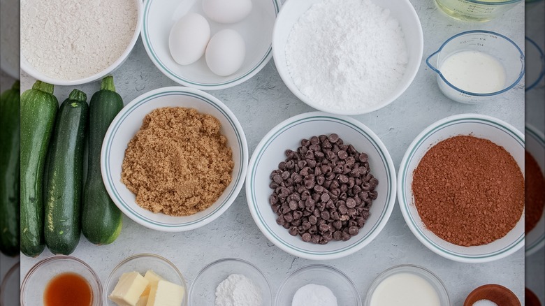 ingredients for chocolate zucchini cake