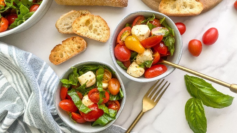 salad in small bowls