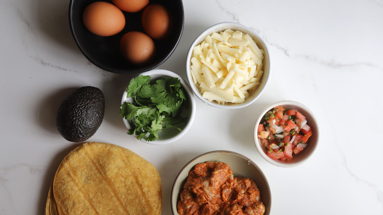 Ingredients for chorizo breakfast tacos