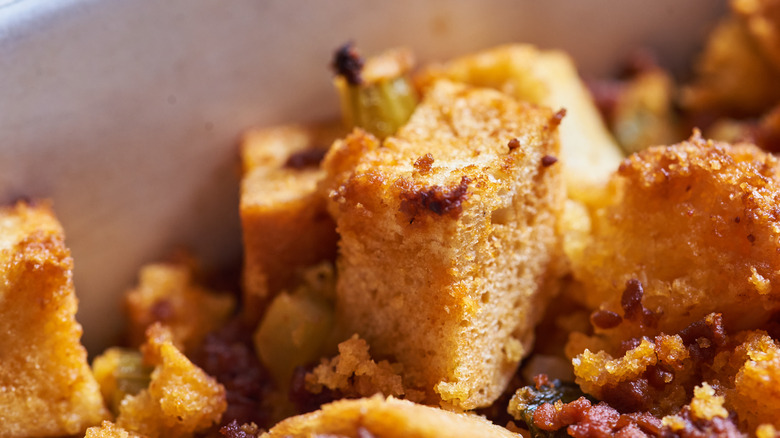 bread cube in stuffing