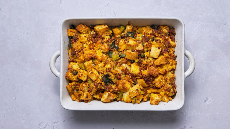 casserole dish with stuffing