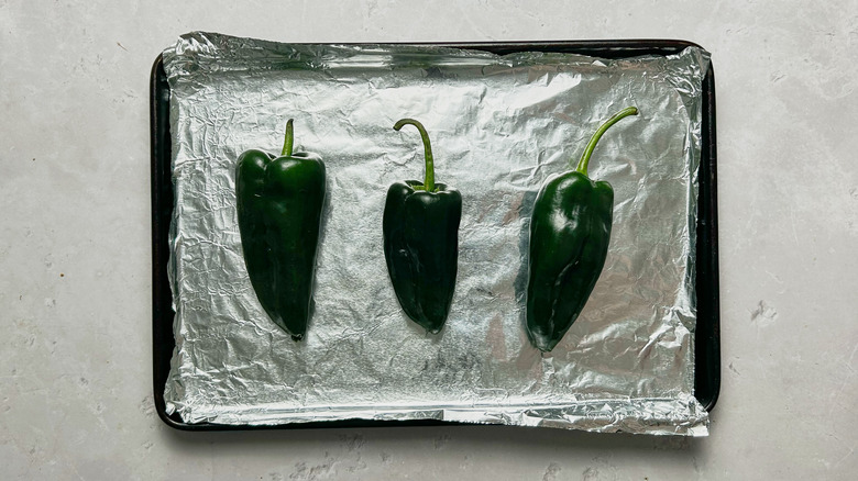 peppers on baking sheet