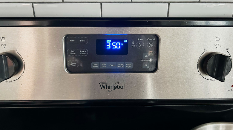 oven preheating to 350 degrees