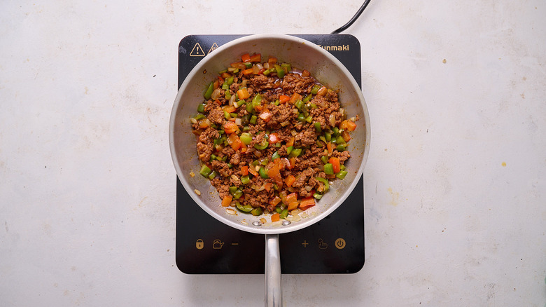 browning chorizo in skillet