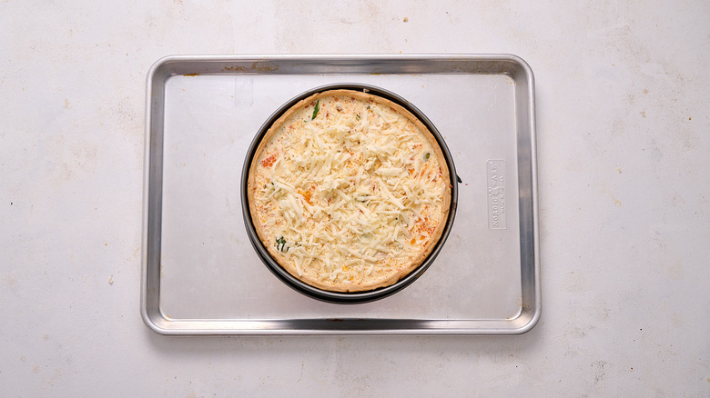 quiche on sheet tray