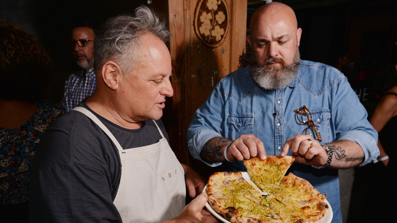 Chris Bianco and Evan Funke trying pizza