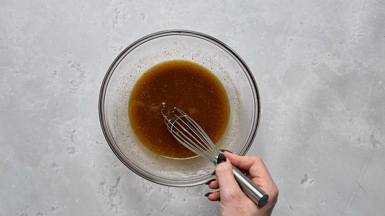 whisking glaze in bowl