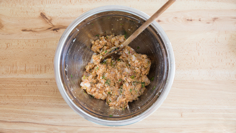 fish burger mixture in bowl