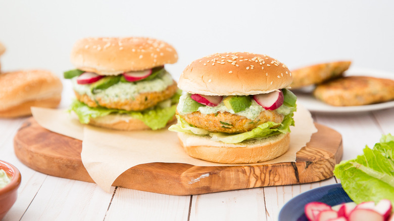 fish burgers served on table