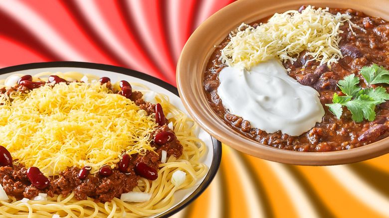 Texas and Cincinnati chili side by side