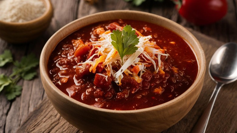 A bowl of homemade Texas chili