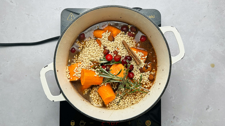 stew ingredients in pot