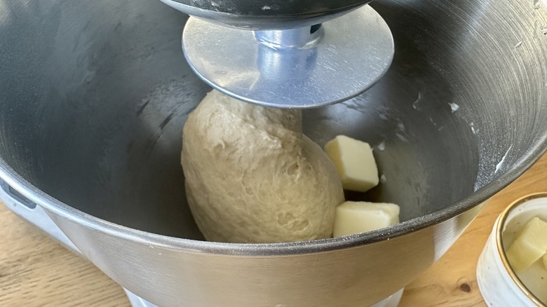 Butter added to kneading dough