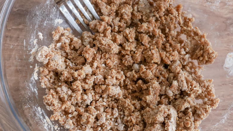 streusel crumbles in bowl