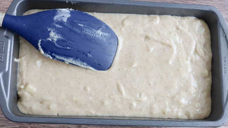 bread batter in pan