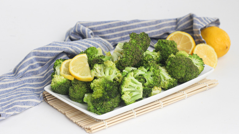 broccoli and lemon on dish