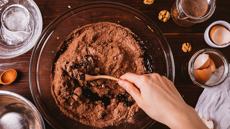 Mixing cake batter