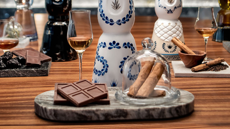 Desserts on marble tray