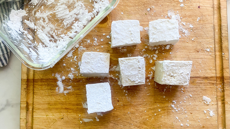 tofu cut coated with starch