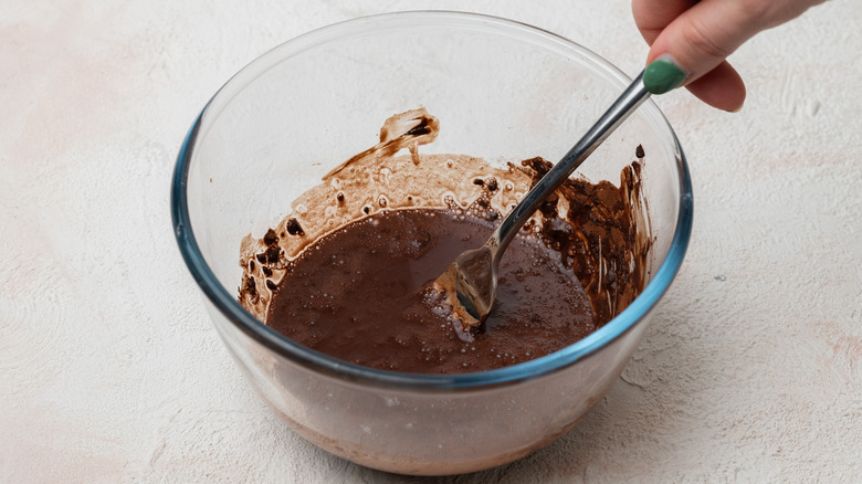 chocolate paste mixed in bowl 