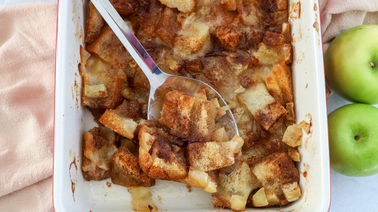 Spoon serving apple brown betty