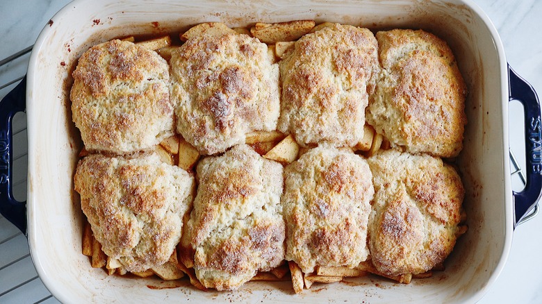 classic apple cobbler in pan 