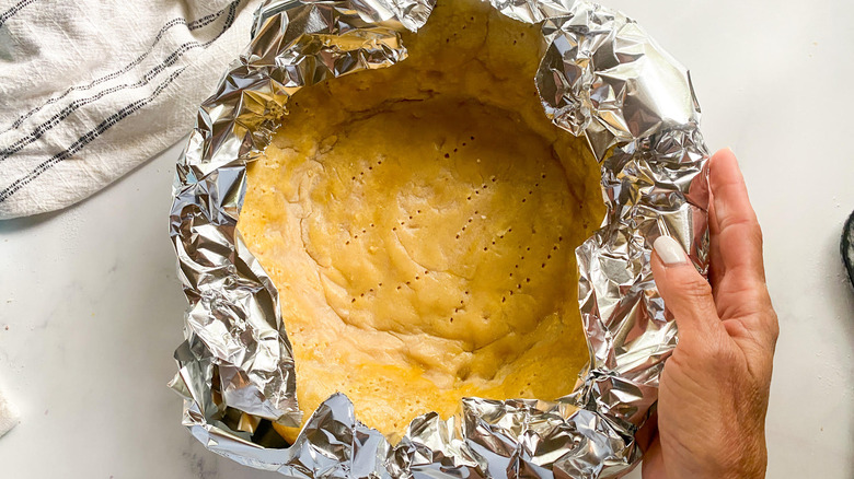 pie crust protected by foil