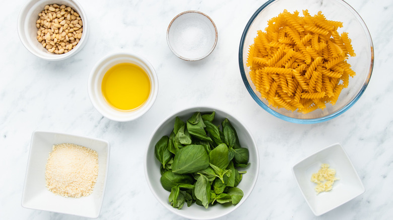 classic basil pesto pasta ingredients 