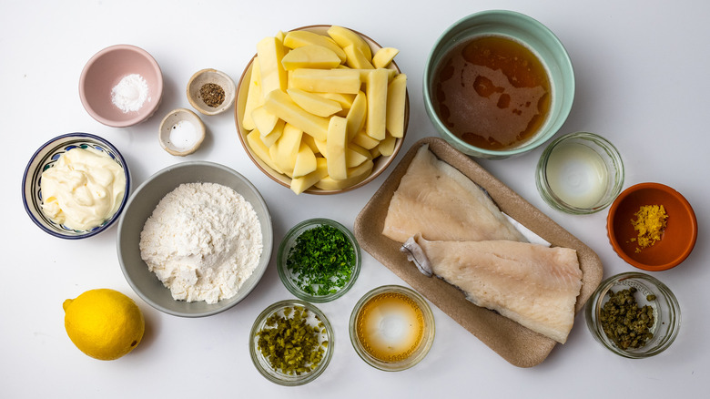 ingredients for fish and chips 