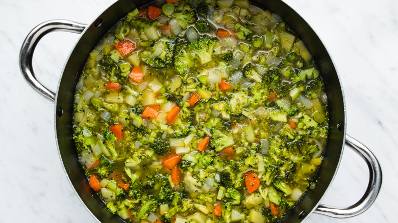 veggies simmering in the pot