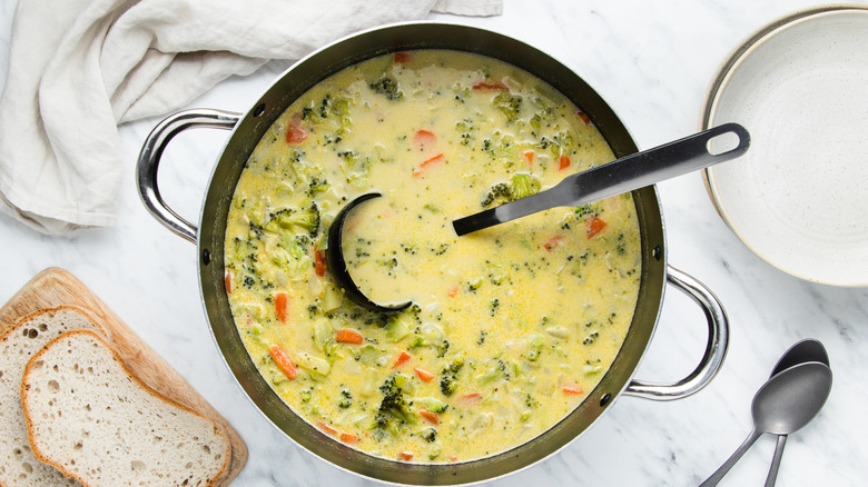 the finished soup in the pot