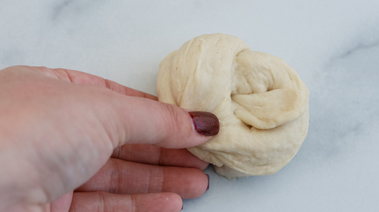 dough formed into a knot