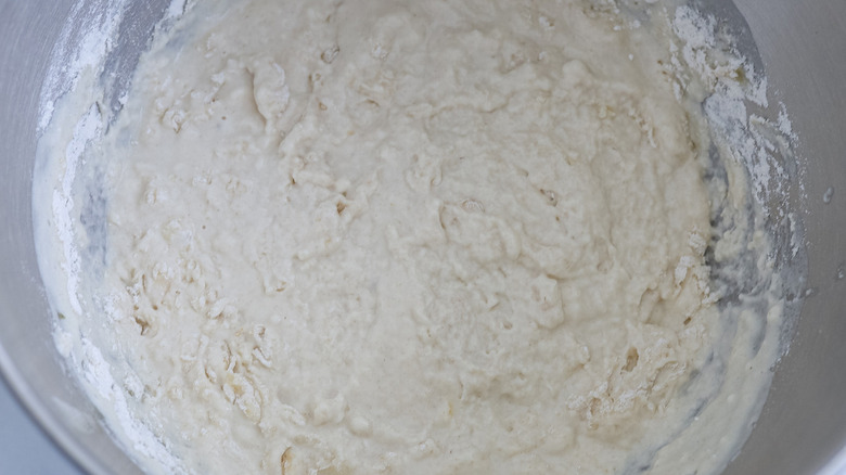 wet flour mixture in bowl