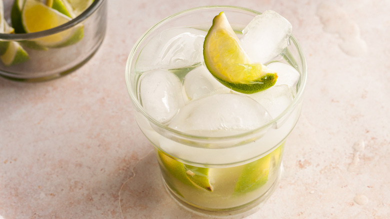 cocktail with lime wedge