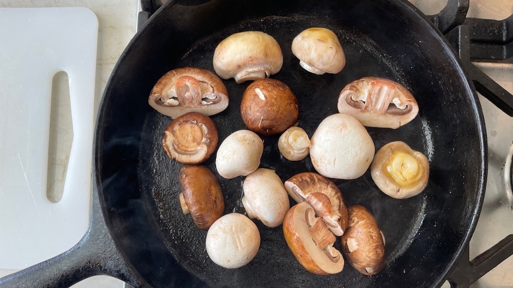 mushrooms in a pan