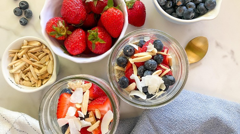 chia pudding with fruit and nuts