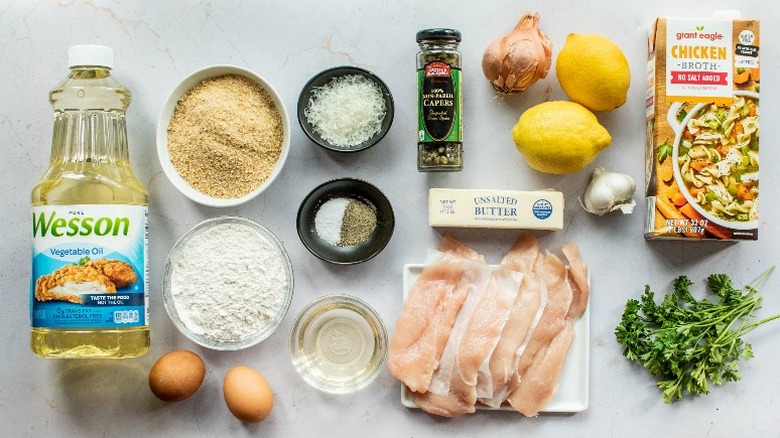 ingredients for chicken piccata on counter