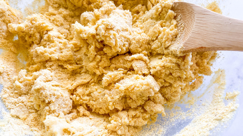 corn tortilla dough in bowl 