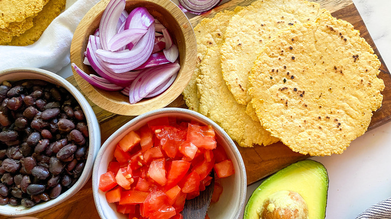 corn tortillas on tray 