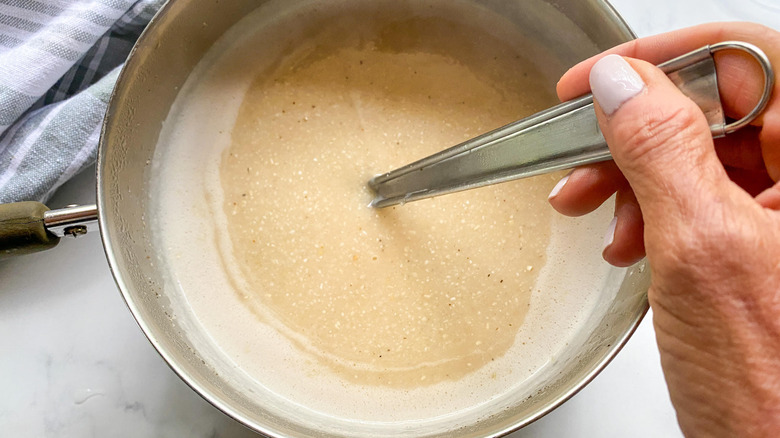 grits in saucepan 