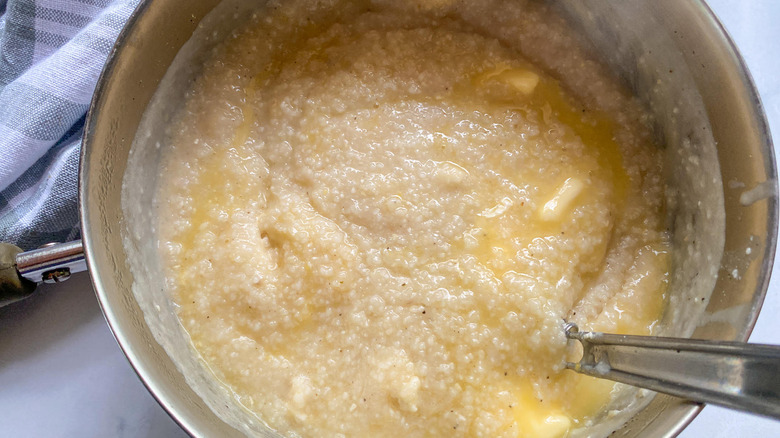 grits in saucepan 